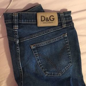 Dolce & Gabbana dark wash, straight cut jeans.